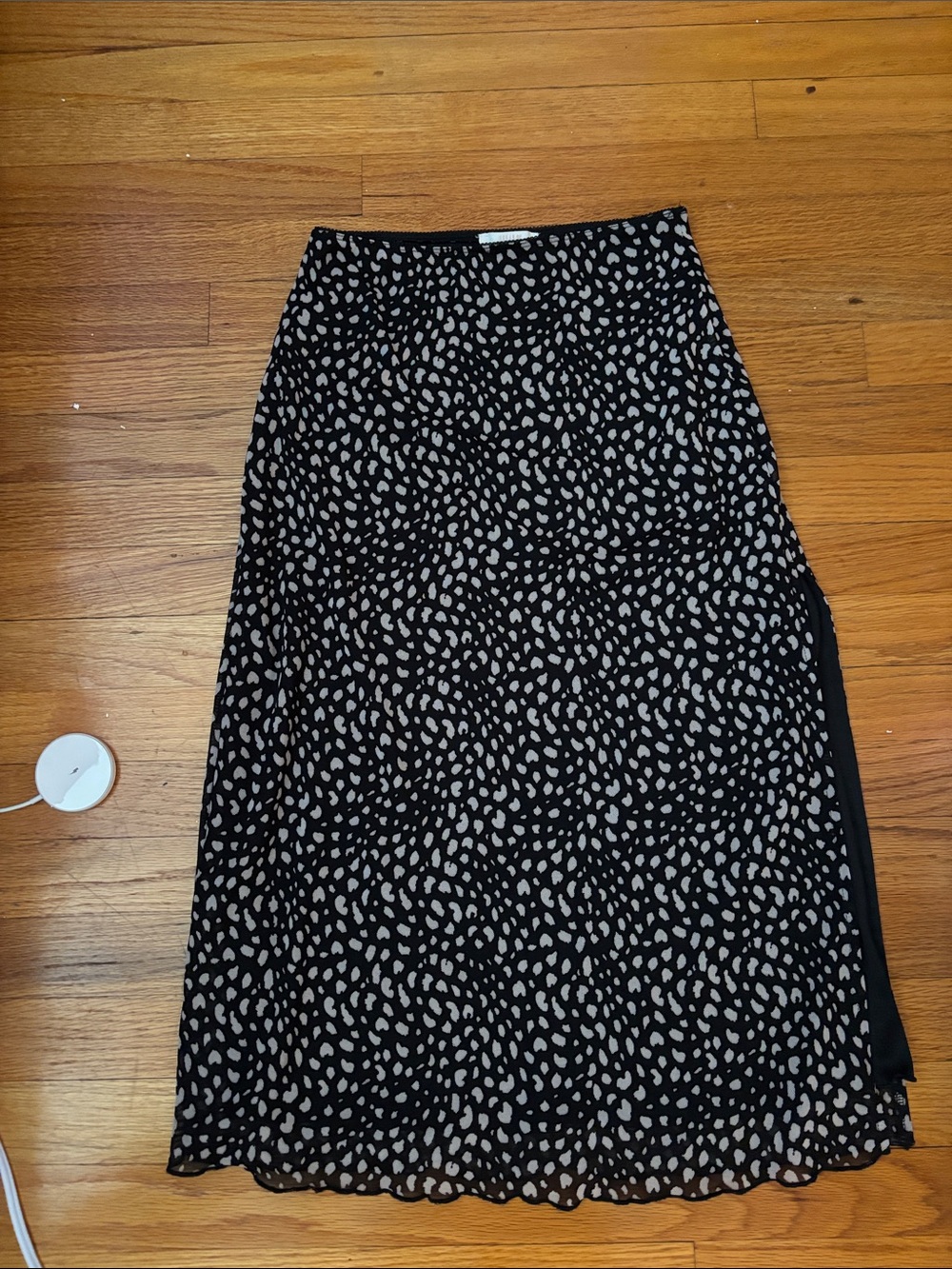 URBAN Romantics Black Midi Skirt with Cream Leopard Spots